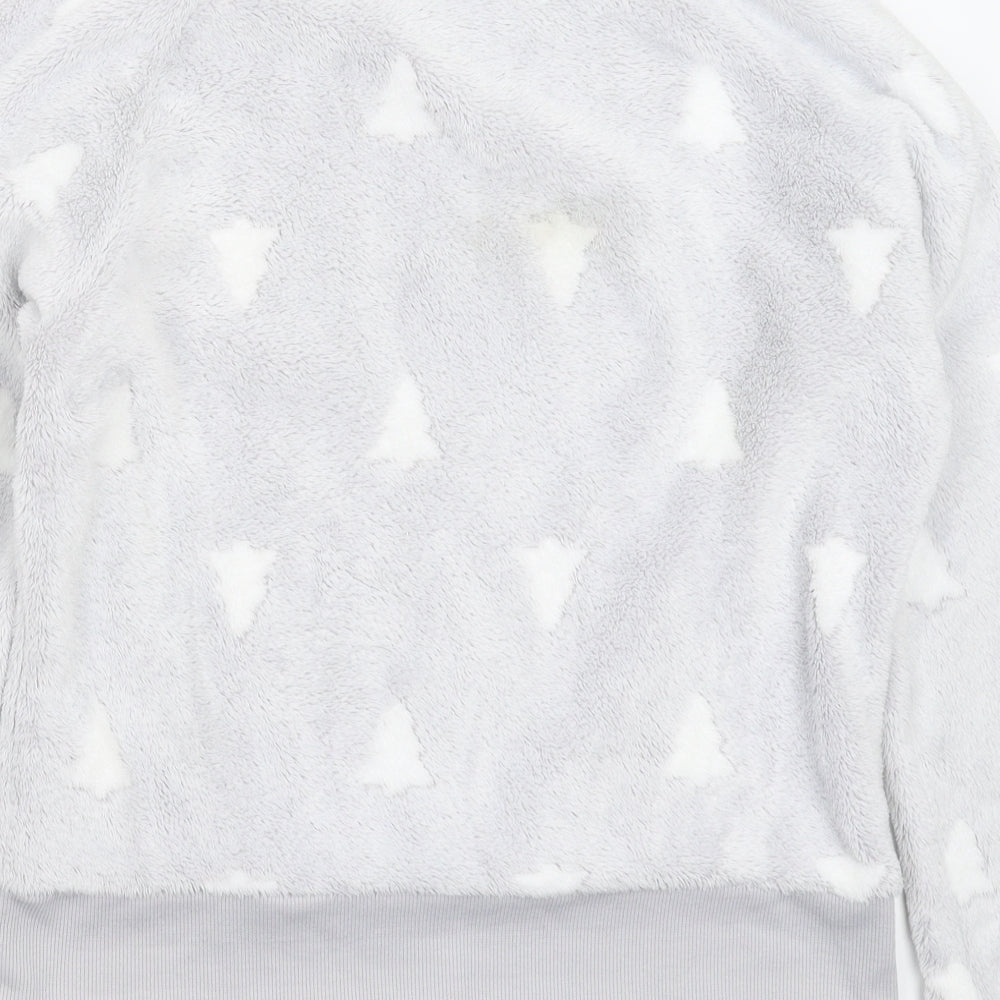 Boux Avenue Womens Silver Geometric Fleece Top Pyjama Top Size S
