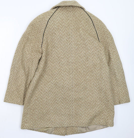La Petite Womens Beige Herringbone Jacket Coat Size L