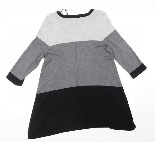 George Womens Black Striped Knit Pullover Sweatshirt Size 14