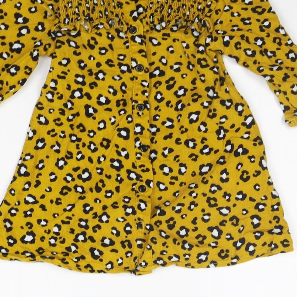Matalan Girls Yellow Animal Print A-Line Size 12-18 Months