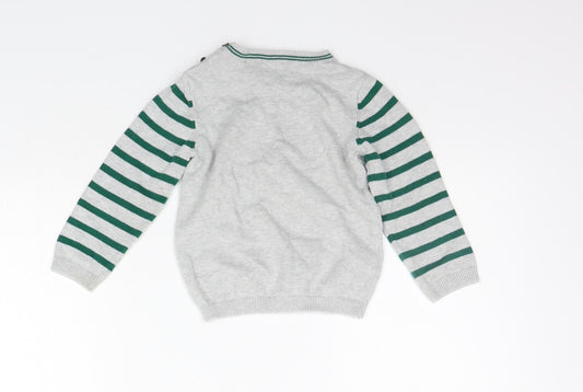 TU Girls Grey Striped Pullover Jumper Size 12-18 Months - FROG