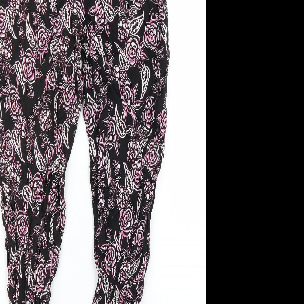 Select Womens Black Floral Bloomer Trousers Size 10 L25 in