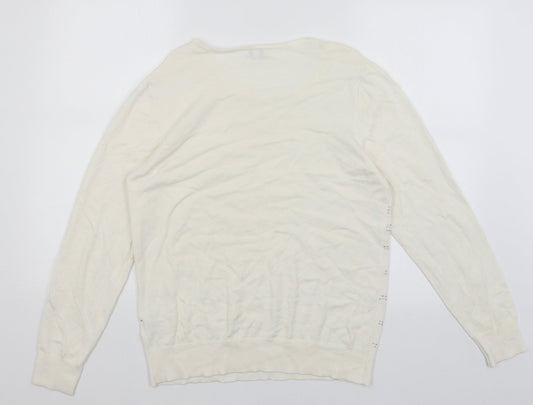 Text Womens White Basic T-Shirt Size M