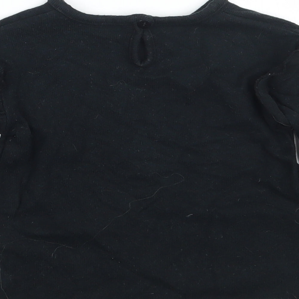 Brand and care label for George boys’ black basic t-shirt, size 9-12, months