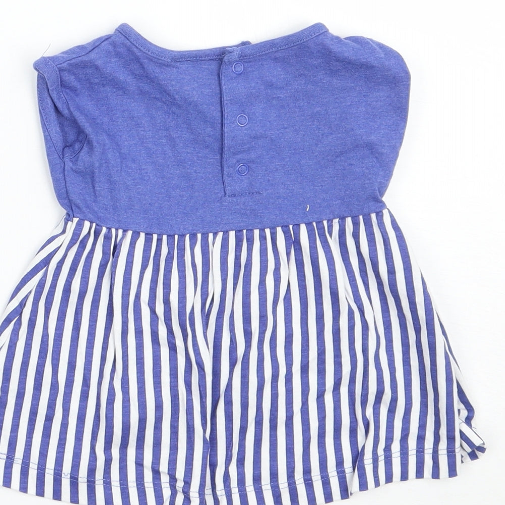 hullabaloo Girls Blue Striped A-Line Size 3-6 Months