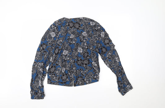 Primark Womens Blue Floral Jacket Blazer Size 12