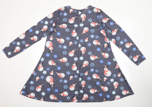 MissLook Womens Multicoloured Dress Size XL - Snowman Snowflake Print
