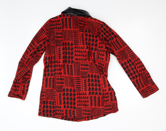 Bob Mackie Womens Red Houndstooth Jacket Size XS