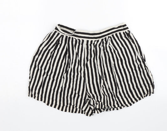 H&M Womens Black Striped Culotte Shorts Size 6