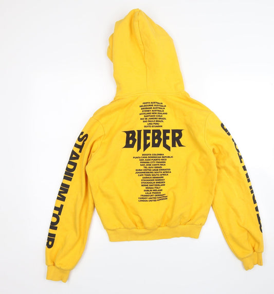 Divided Womens Yellow Pullover Hoodie Size XS - bieber tour