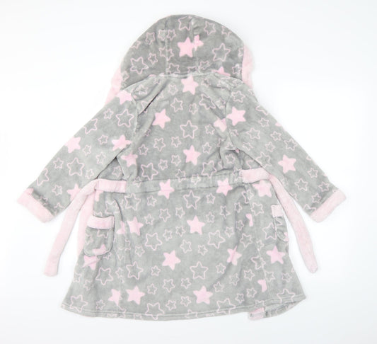 Preworn Girls Grey Geometric Robe Size 10 Years