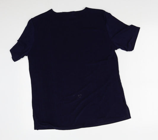 Reflections Womens Blue Basic T-Shirt Size L