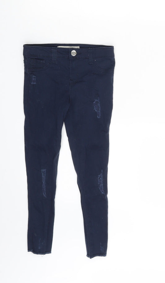 Denim & Co. Girls Blue Denim Skinny Jeans Size 6-7 Years - Inside Leg 18 Inches