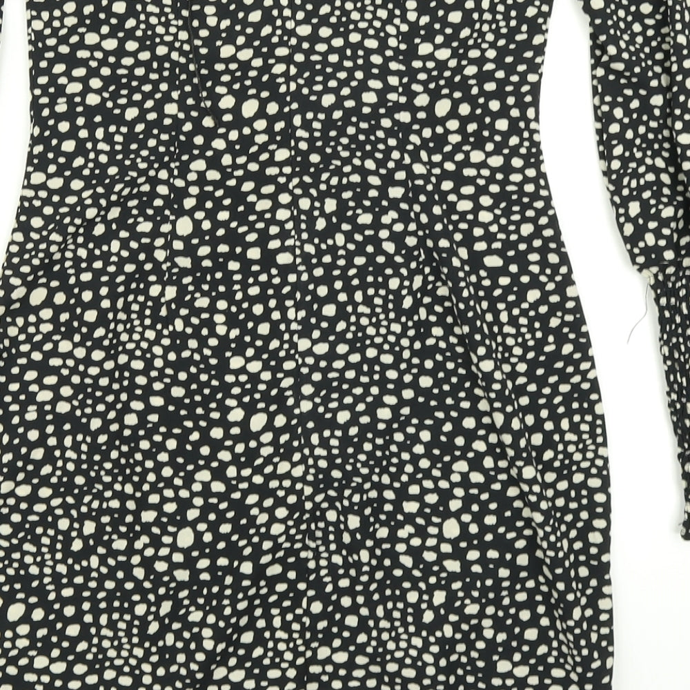 Pretty Little Thing Womens Black Animal Print Bodycon Size 4