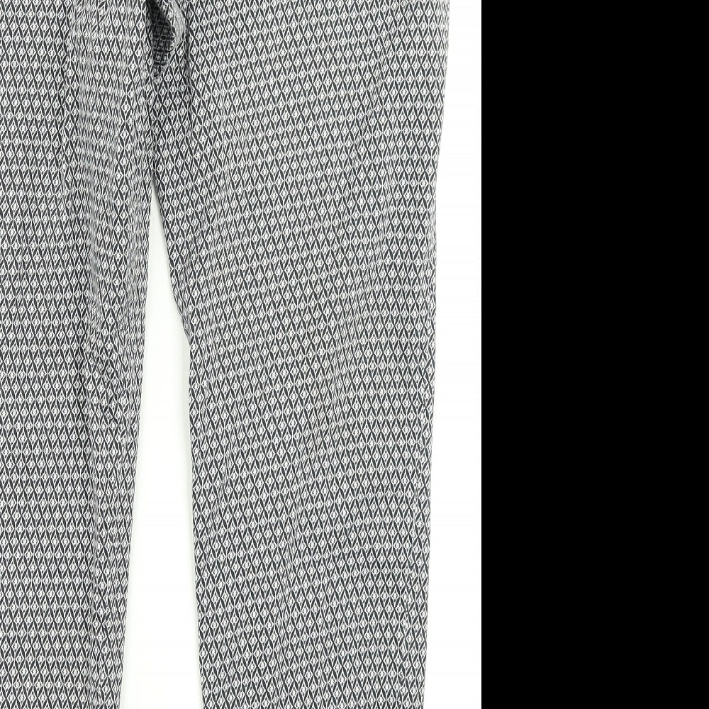 H&M Womens Black Floral Trousers Size 14 L23 in