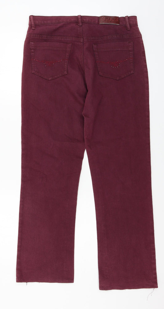 Y.Z.Y Womens Purple Denim Straight Jeans Size L L28 in
