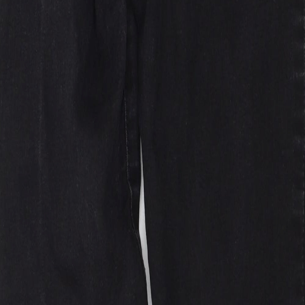 Brand and care label for Denim & Co. women’s black denim skinny jeans, size UK 12, 30-inch leg