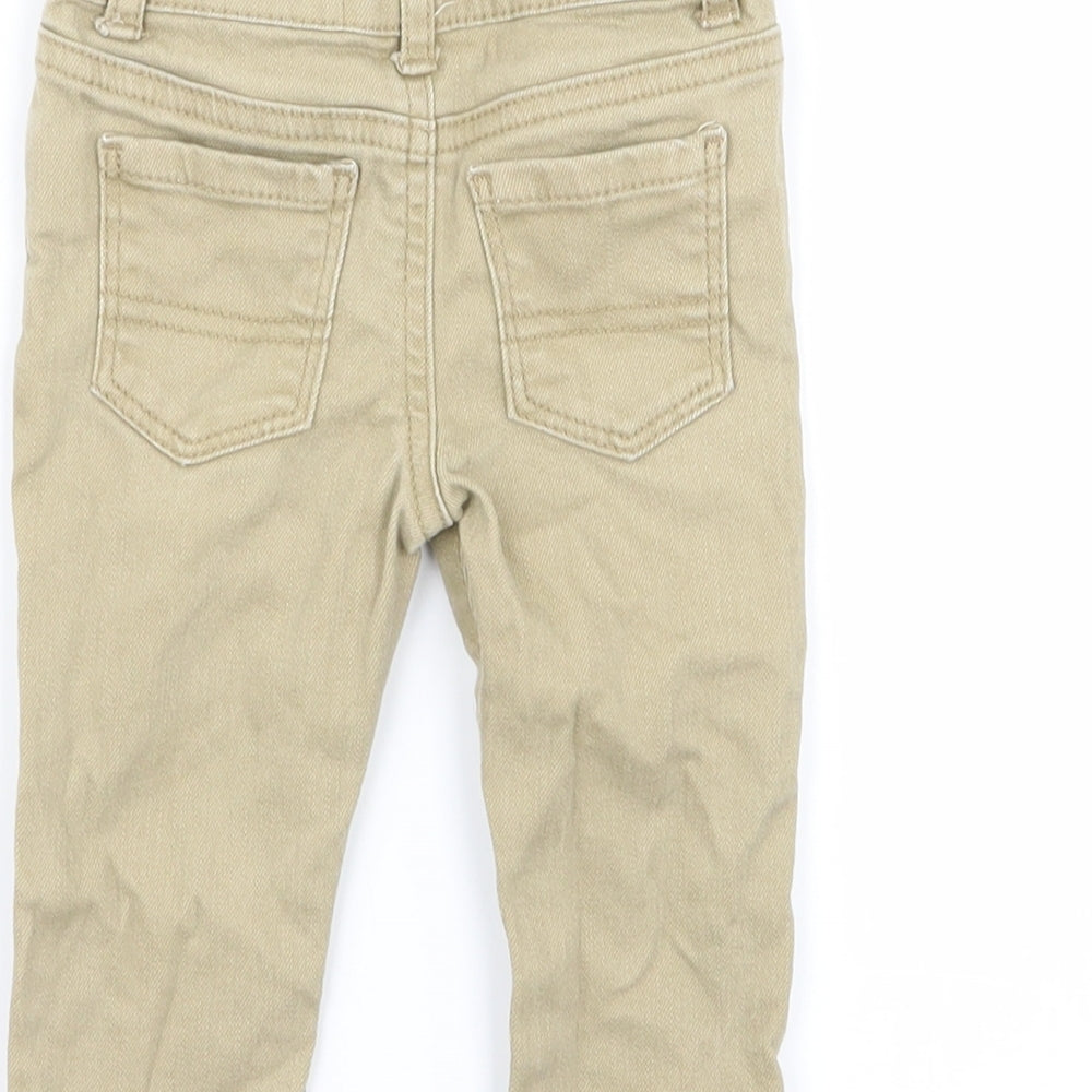 Brand and care label for denim and co boys’ beige cargo trousers, size 6-9, months - chino trousers