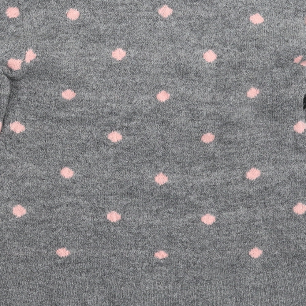 H&M Womens Grey Polka Dot Knit Pullover Jumper Size XS