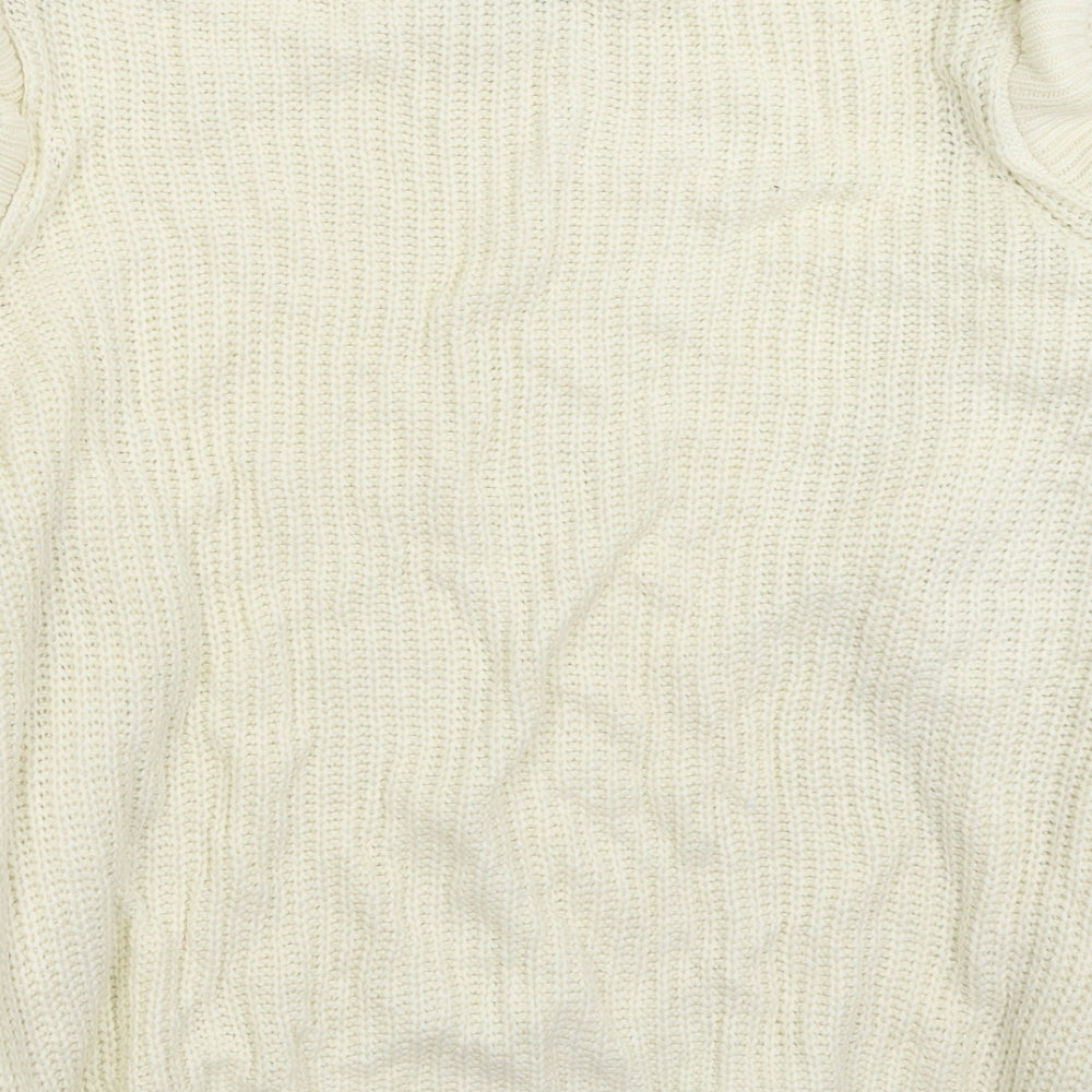 Primark Womens White Knit Pullover Jumper Size 14 - Oversized