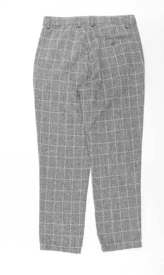 Boohoo man Mens Grey Check Trousers Size 28 in L26 in
