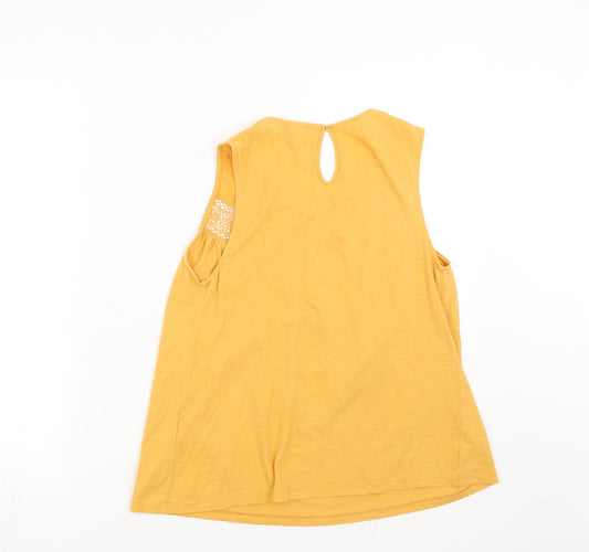 New Look Womens Orange Basic T-Shirt Size 12 - crochet detail