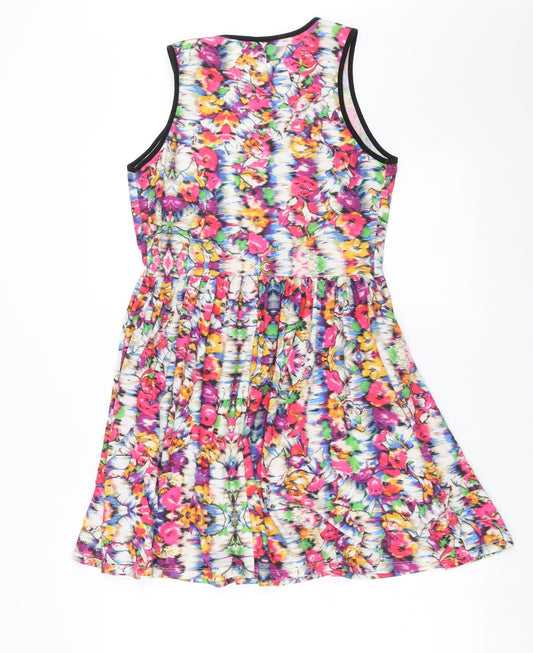 Topshop Womens Multicoloured Floral Fit & Flare Size 10
