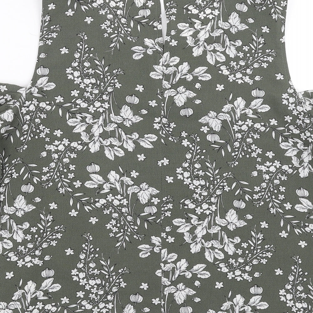 Brand and care label for Papaya women’s green floral basic blouse, size UK 12, - cold shoulder