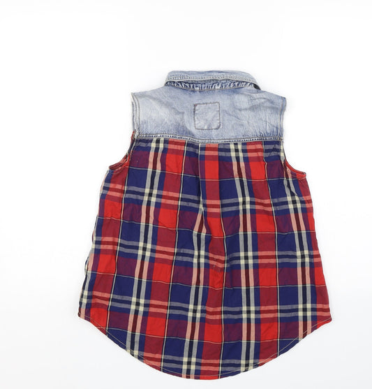 Denim & co Womens Red Check Basic Tank Size 6