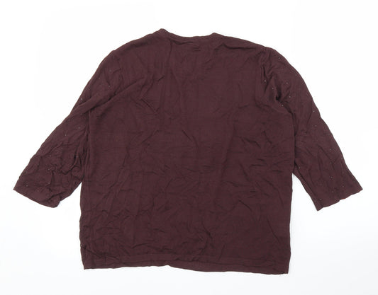 Saint Tropez Womens Brown Basic Blouse Size L