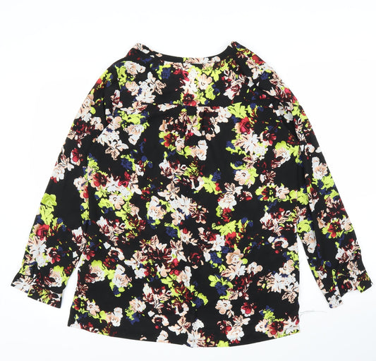 M&S Womens Black Floral Basic Blouse Size 12