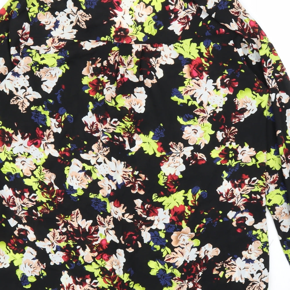 M&S Womens Black Floral Basic Blouse Size 12