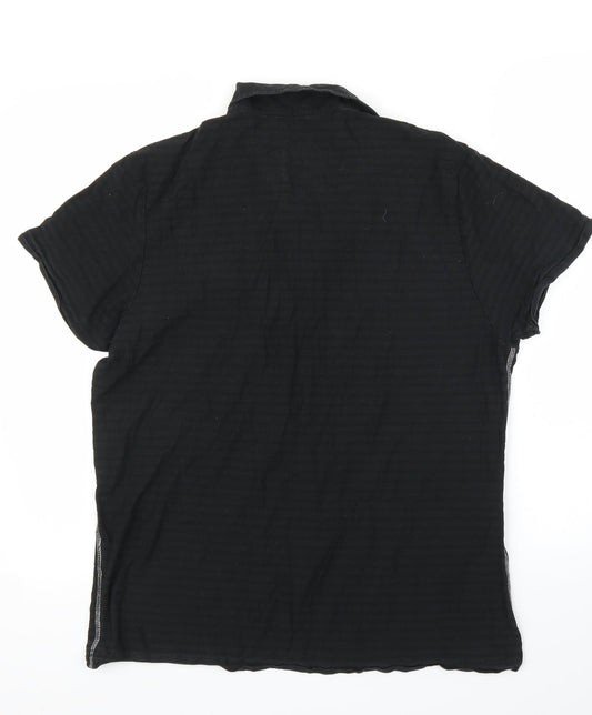 Preworn Mens Black Striped Polo Size L