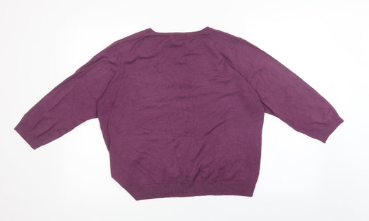Marks and Spencer Womens Purple Knit Pullover Sweatshirt Size 22 - with stretch
