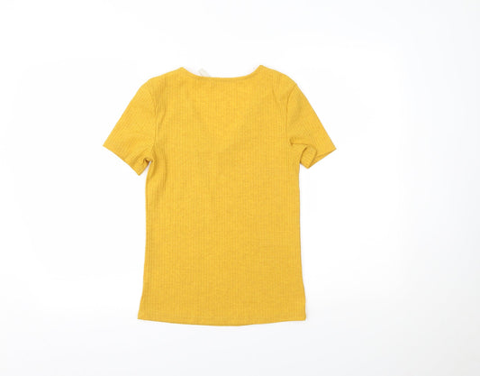 Vera & Lucy Womens Yellow Basic T-Shirt Size M