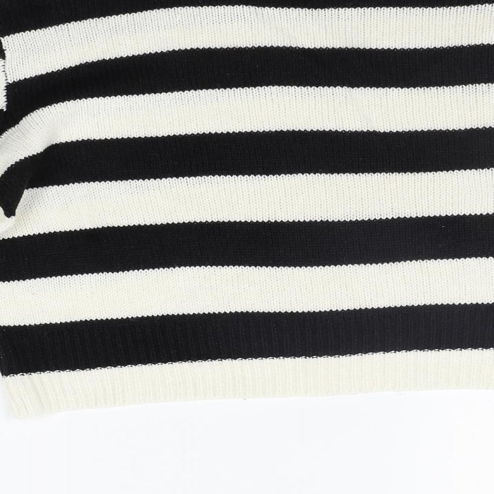 Divided Womens Black Striped Pullover Jumper Size S