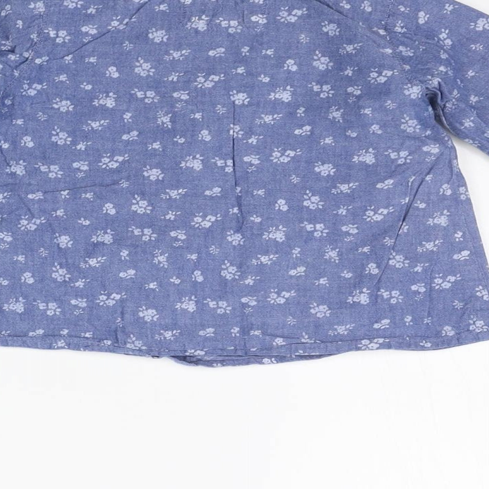 Brand and care label for Young Dimension boys’ blue floral a-line, size 18-24, months