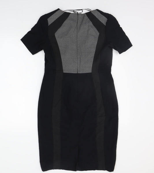 Marks and Spencer Womens Black Geometric A-Line Size 12