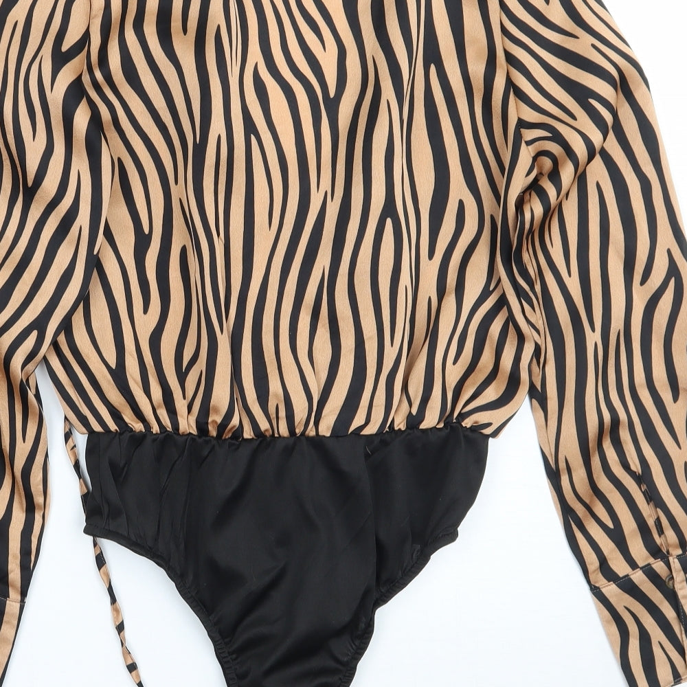 In the Style Womens Brown Animal Print Bodysuit One-Piece Size 6