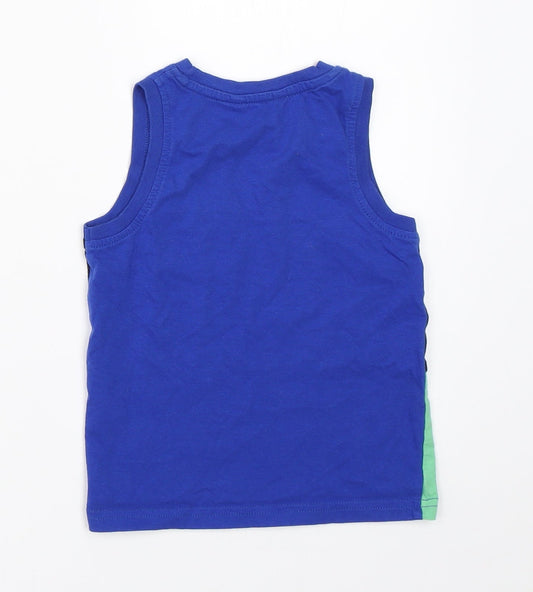 George Boys Blue Colourblock Basic Tank Size 2-3 Years