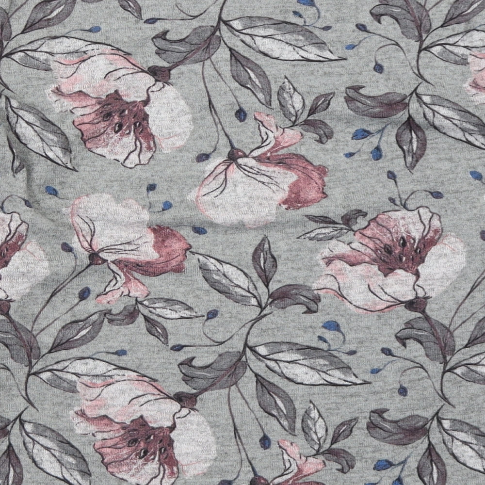 Klass Womens Grey Floral Pullover Jumper Size S
