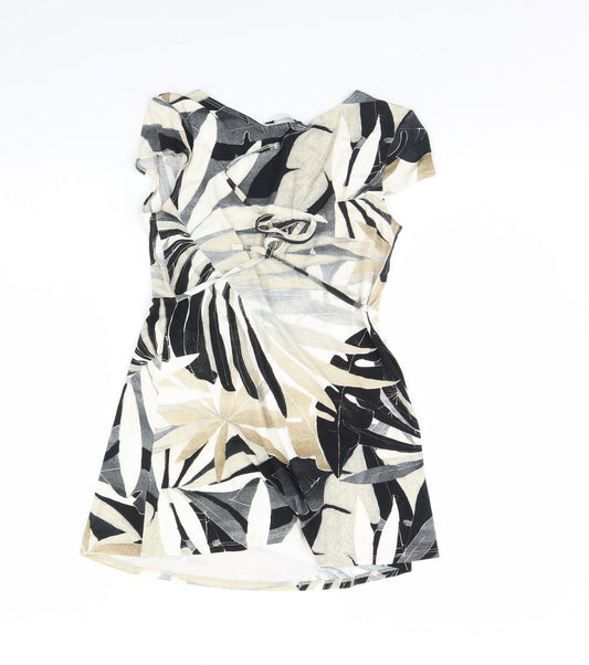 BHS Womens Black Floral Basic Blouse Size 10
