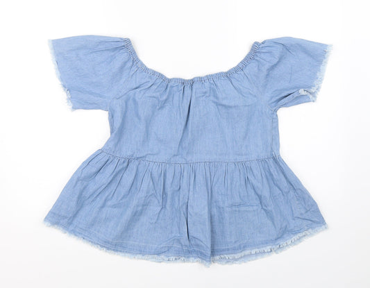 FOREVER 21 Womens Blue Basic Blouse Size M