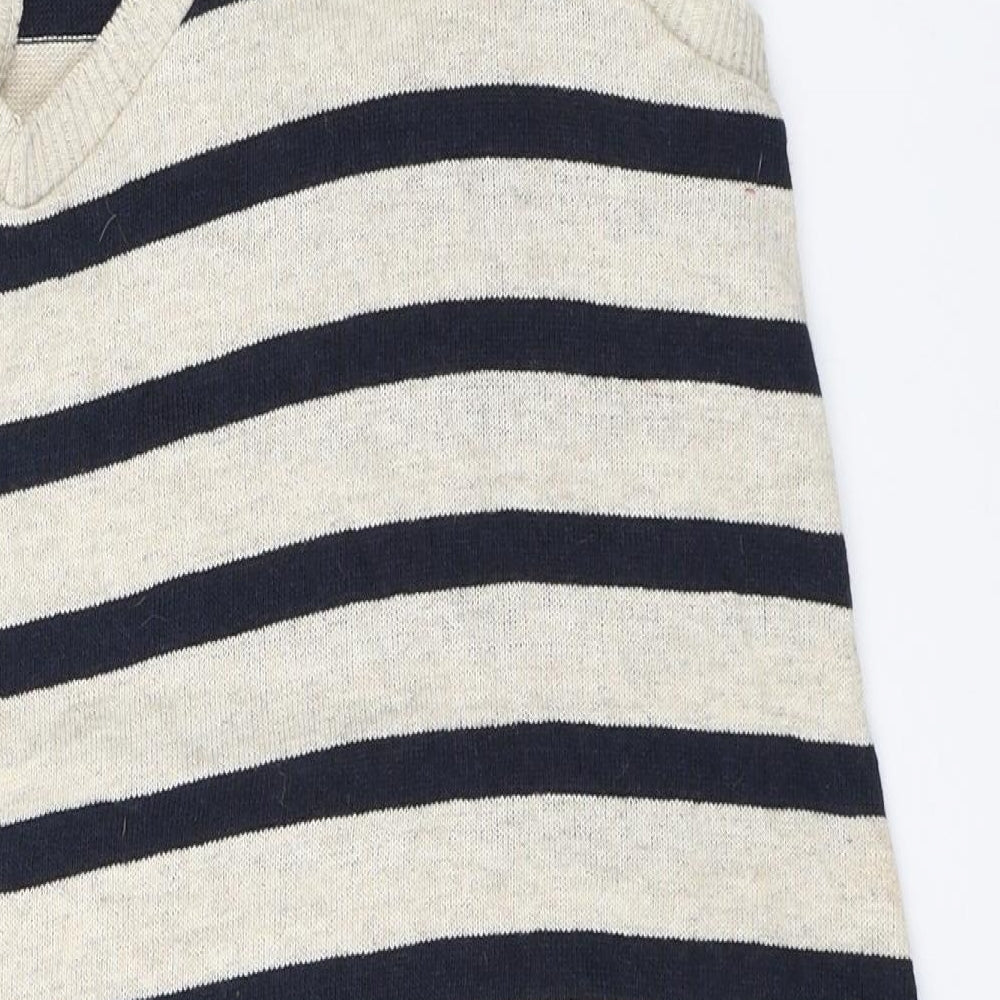 Jane Norman Womens Beige Striped A-Line Size 8