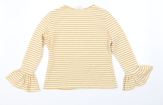 Savida Womens Yellow Striped Basic Blouse Size L