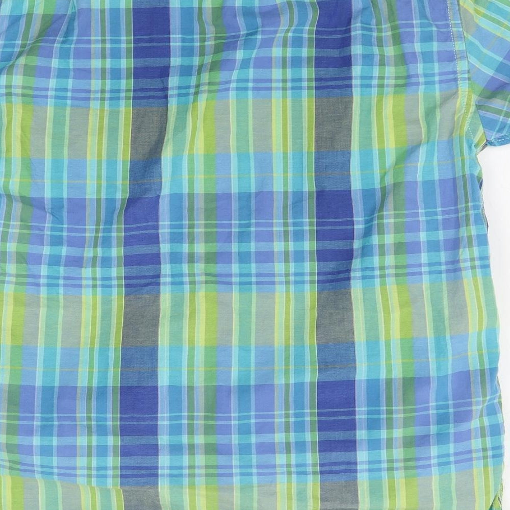 Bar Harbour Mens Blue Plaid Button-Up Size M