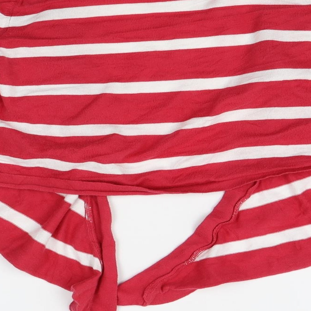 M&Co Womens Red Striped Cardigan Jumper Size M