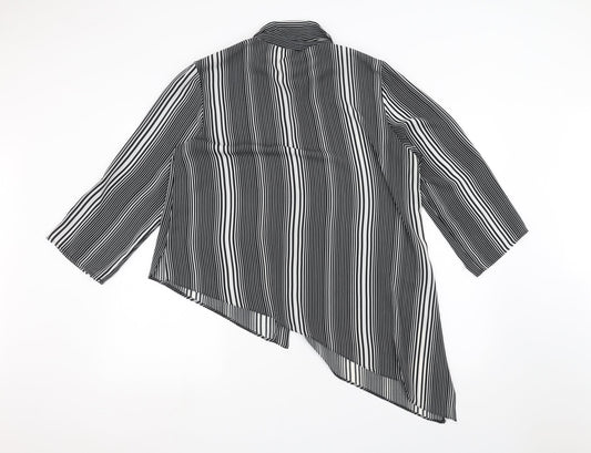 Peacocks Womens White Striped Basic Button-Up Size 14