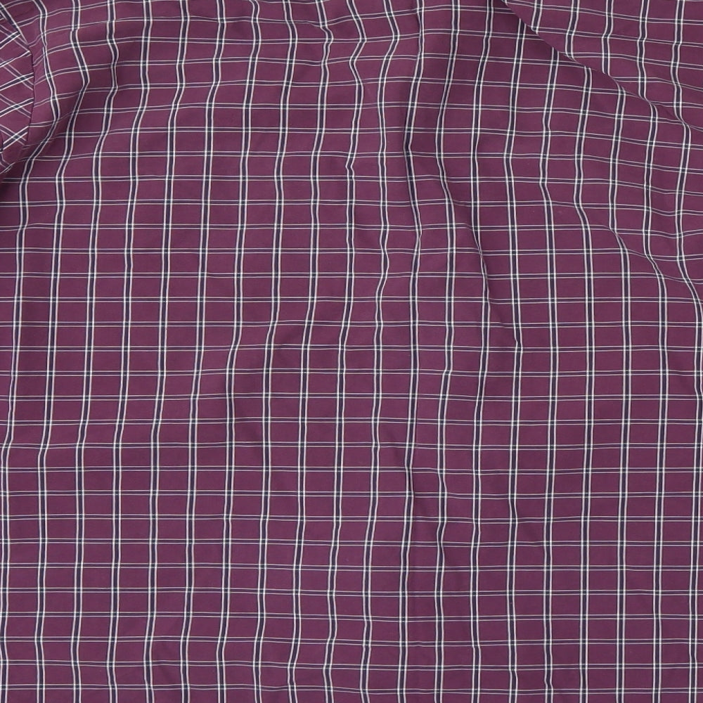 M&S Mens Purple Check Button-Up Size L