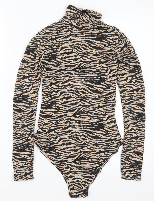 I SAW IT FIRST Womens Brown Animal Print Bodysuit One-Piece Size 6